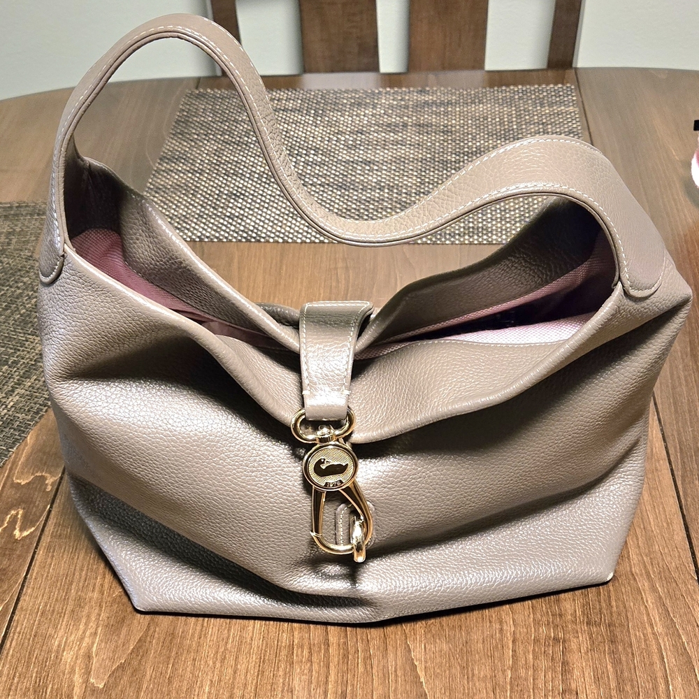 Dooney & Bourke Taupe Leather Hobo Bag